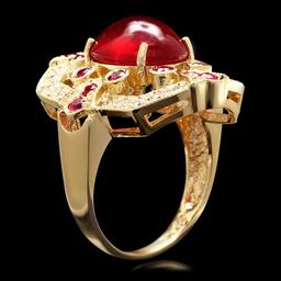 14k Yellow Gold 7.8ct Ruby 0.50ct Diamond Ring