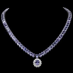 14k Gold 64.5ct Tanzanite 1.60ct Diamond Necklace