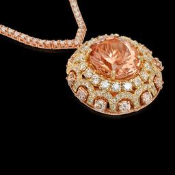 14K Yellow/Rose Gold, 17.10 Morganite, 12.00cts Diamond Necklace