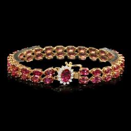 14k Gold 21ct Tourmaline 0.45ct Diamond Bracelet