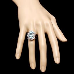14k Gold 6.70ct Aquamarine 1.40ct Diamond Ring