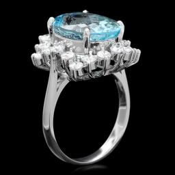 14k Gold 6.70ct Aquamarine 1.40ct Diamond Ring