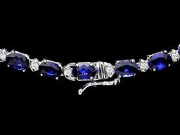 14k Gold 29ct Sapphire 1.10ct Diamond Necklace