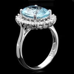 14k Gold 3.50ct Aquamarine 0.80ct Diamond Ring