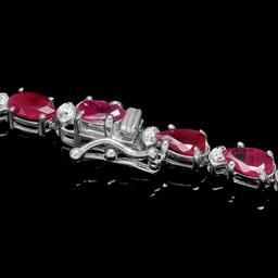 14k White Gold 32ct Ruby 2.50ct Diamond Necklace