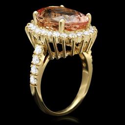 14k Gold 8.00ct Morganite 1.30ct Diamond Ring