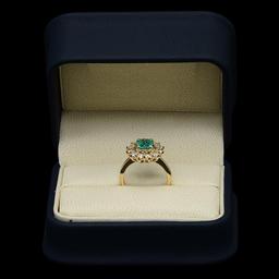 14K Gold 1.04ct Emerald 1.25ct Diamond Ring