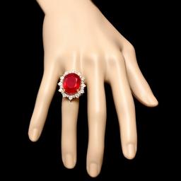 14k Yellow Gold 21.00ct Ruby 2.00ct Diamond Ring