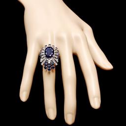 14k White Gold 8ct Sapphire 1.00ct Diamond Ring