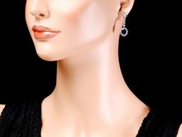 14k Gold 3ct Sapphire 3.25ct Diamond Earrings