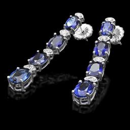 14k Gold 7ct Sapphire 0.40ct Diamond Earrings