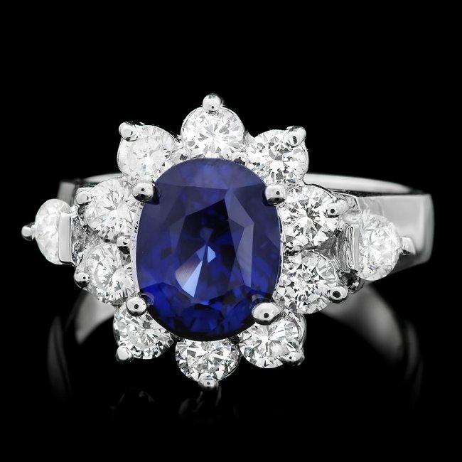 14k Gold 3.00ct Sapphire 1.30ct Diamond Ring