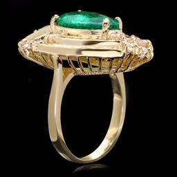 14k Gold 3.00ct Emerald 2.00ct Diamond Ring