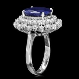 14k Gold 7.00ct Sapphire 1.60ct Diamond Ring