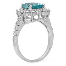 14K Gold 2.66ct Aquamarine 1.18ct Diamond Ring