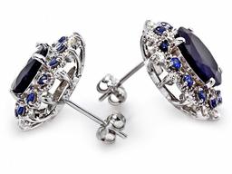 14k Gold 8.2ct Sapphire 0.75ct Diamond Earrings