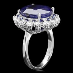 14k Gold 11.5ct Sapphire 1.40ct Diamond Ring