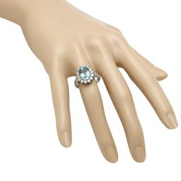 14K Gold 2.66ct Aquamarine 1.18ct Diamond Ring