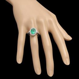 14k White Gold 2.00ct Emerald 0.50ct Diamond Ring