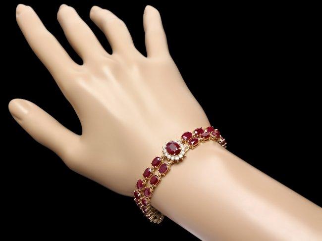 14k Gold 31.5ct Ruby 1.70ct Diamond Bracelet