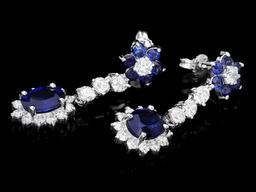 14k Gold 3.15ct Sapphire 2.00ct Diamond Earrings