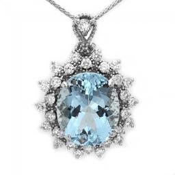 14k Gold 5.50ct Aquamarine 0.80ct Diamond Pendant