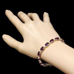 14k Gold 29.00ct Amethyst 1.30ct Diamond Bracelet