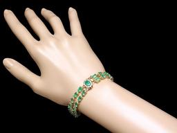 14k Gold 18ct Emerald 0.40ct Diamond Bracelet