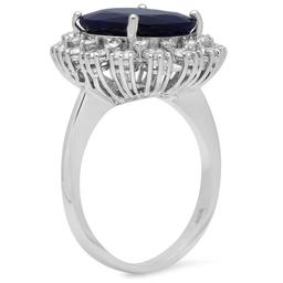 14K Gold 6.27ct Sapphire 1.63ct Diamond Ring