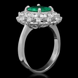 14K Gold 1.65ct Emerald 1.43ct Diamond Ring