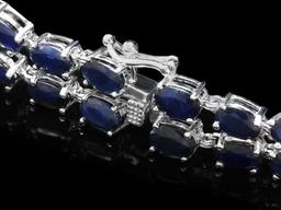 14k Gold 29ct Sapphire 1.75ct Diamond Bracelet