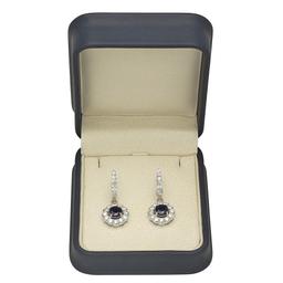 14K Gold  2.33ct Sapphire 2.25 Diamond Earrings