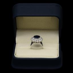 14K Gold 3.43ct Sapphire 1.91ct Diamond Ring