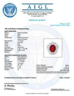 14k White Gold 5.00ct Ruby 1.50ct Diamond Ring