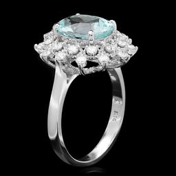 14k Gold 2.50ct Aquamarine 0.60ct Diamond Ring