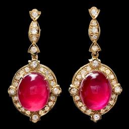 14k Gold 29.50ct Ruby 1.65ct Diamond Earrings