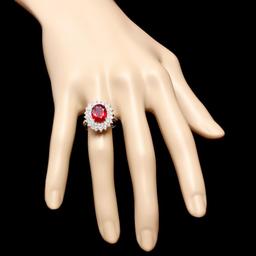 14k White Gold 5.00ct Ruby 1.50ct Diamond Ring