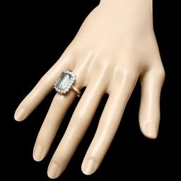 14k Gold 6.00ct Aquamarine 0.95ct Diamond Ring