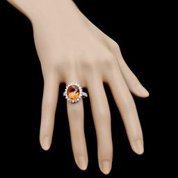 14k White Gold 5.00ct Citrine 1.05ct Diamond Ring