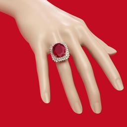 14K Gold 14.12ct Ruby 1.74ct Diamond Ring