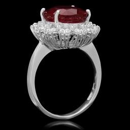 14K Gold 6.20ct Ruby 1.46ct Diamond Ring