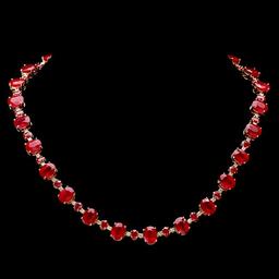 14k Yellow Gold 69ct Ruby 1.75ct Diamond Necklace