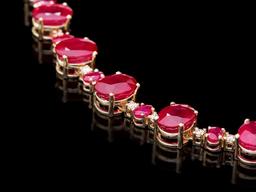 14k Yellow Gold 69ct Ruby 1.75ct Diamond Necklace