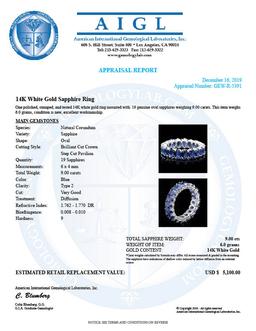 14k White Gold 9.00ct Sapphire Ring