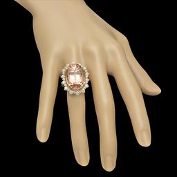 14K Gold 23.03ct Morganite 2.13ct Diamond Ring