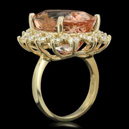 14K Gold 23.03ct Morganite 2.13ct Diamond Ring