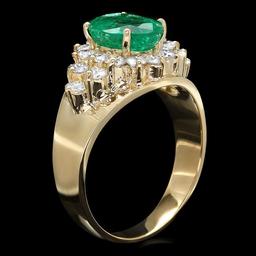 14k Gold 1.70ct Emerald 0.90ct Diamond Ring