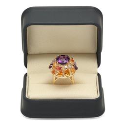 14K Gold 8.82ct Amethyst 7.39ct Sapphire 0.51cts Diamond Ring