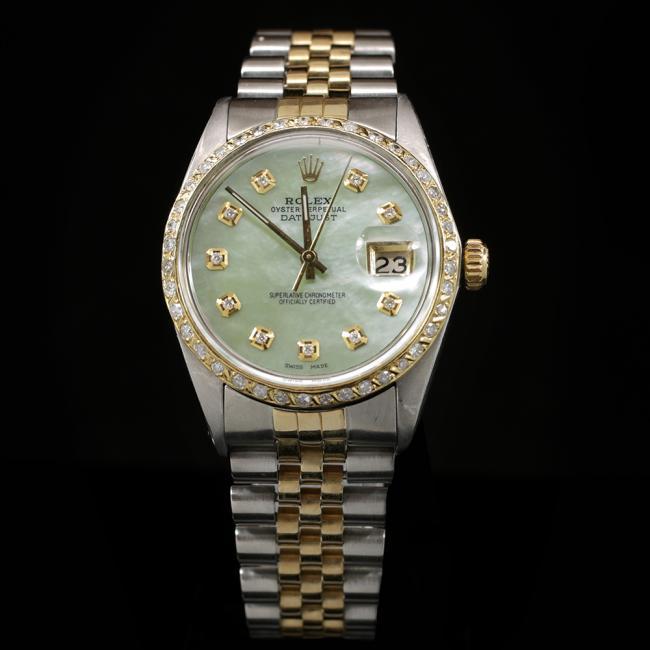 Rolex DateJust Two-Tone 36mm Custom Diamond Bezel Men's Wristwatch