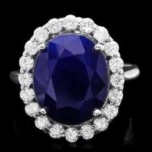 14k Gold 10.00ct Sapphire 0.90ct Diamond Ring